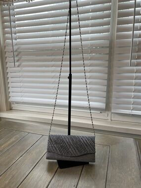 Silver Sparkle Evening Clutch with Chain Strap